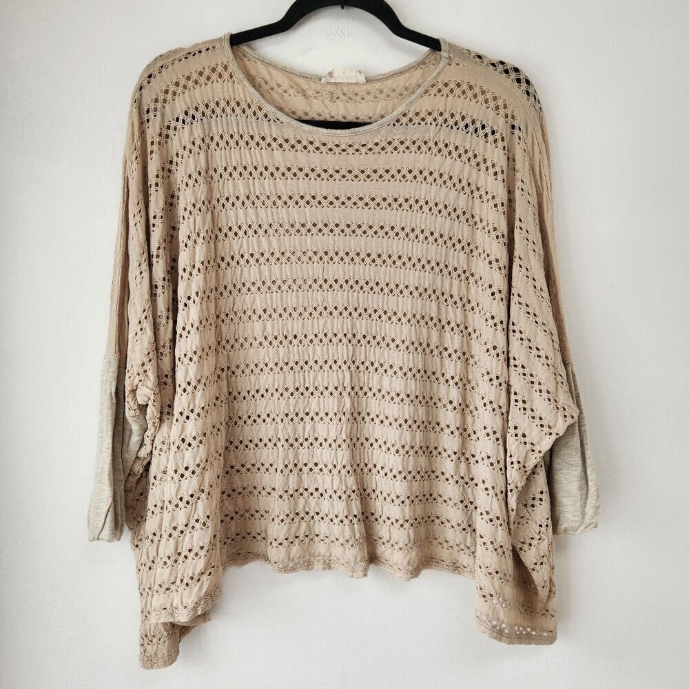 $10 SALE Altar'd State Beige Jersey Cottagecore Kimono Shirt Top Boxy M